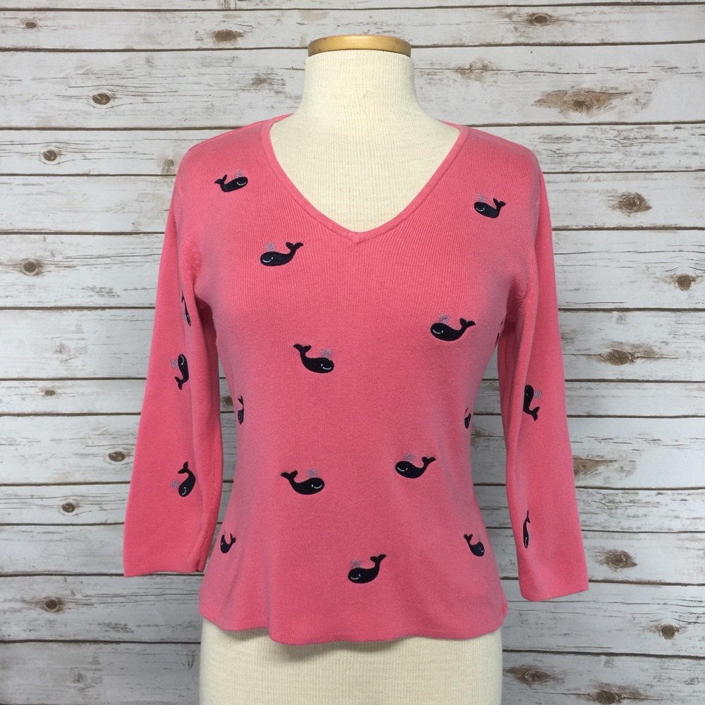 Alexandra Bartlett Pullover Pink Whale Sweater M
